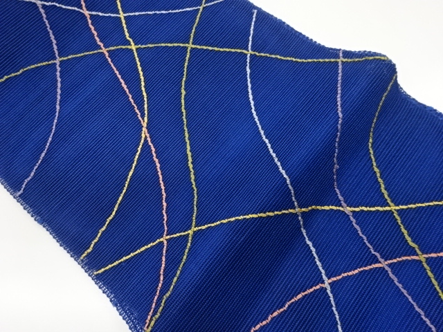 JAPANESE NAGOYA OBI FOR SUMMER / WOVEN WAVY STRIPE